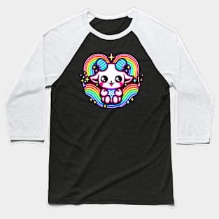 Baby Baphomet Neon Rainbow Kawaii Creepy Cute Occult Baseball T-Shirt